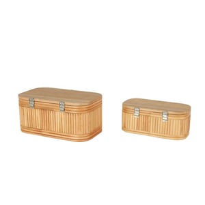 Elegante Caja de Almacenamiento de Bambú con Tapa para Organización del Hogar y Cocina, Uso Multipropósito, Ecológica, Duradera, con Acabado de Madera - Product Image 2