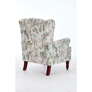 Poltrona Floreale Retrò con Comode Gambe in Legno Imbottite per Soggiorno e Camera da Letto - Product Image 6