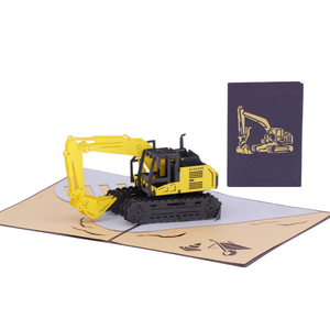 Carte de vœux 3D pop-up faite à la main sur le thème des engins de chantier, carte 3D pop-up, carte 3D en papier artisanal - Product Image 3