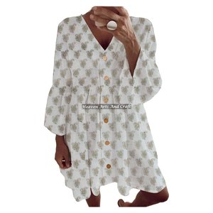 Vestido Túnica de Primavera/Verano con Mangas Campana, Vestido de Primavera/Verano de Tela Suave, Vestidos Bohemios de Primavera/Verano, Vestido Estilo India - Product Image 5