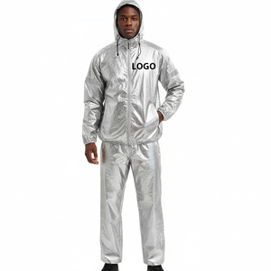 Ensemble de survêtement de sauna pour hommes, écologique, personnalisé, en fibre de polyester élastique robuste avec fermeture éclair, pour usage domestique et fitness, vente en gros - Product Image 4