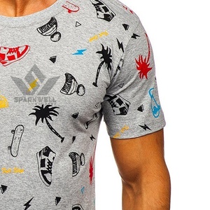 Men's Gray Skateboard Palm <b>Tree</b> Graphic T-Shirt Short Sleeve O-Neck 100% Cotton Jersey <b>Slim</b> Fit Casual Printed Tee - Product Image 4