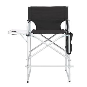 Sedia da Regista in Tubo di Ferro Bianco Argento 103*60*499cm, Capacità 120kg, Superficie in Tessuto Nero, Struttura in Ferro Verniciato a Spruzzo, Capacità 120kg - Product Image 2