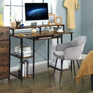 47 Inches <b>Study</b> <b>Table</b> for Writing Computer Desk with Keyboard Tray and Monitor Stand - Product Image 6