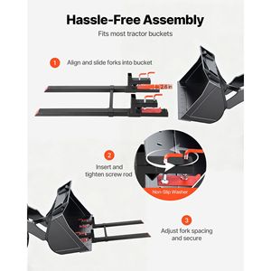 Forche per Trattore Resistenti da 1800 kg, Lunghezza Totale 152 cm, Forche per Pallet Regolabili, Accessori per Macchine Edili - Product Image 5