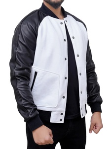 2025 Custom Embroidered Men's Wool Varsity <b>Jacket</b> Super Quality Black and <b>White</b> Breathable Style - Product Image 3