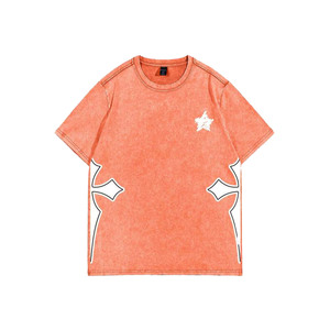 Fabricant de t-shirts orange surdimensionnés effet délavé vintage |   Chemises pour hommes en coton personnalisées avec motifs streetwear |   Approvisionnement en vêtements unisexes en gros - Product Image 1