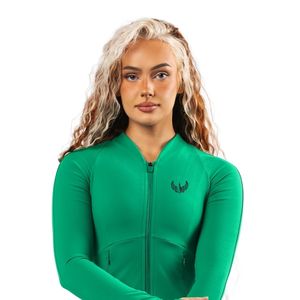 Women's Green Full Zip Sports <b>Jacket</b> Long Sleeve Lightweight Stretch Running Yoga <b>Workout</b> Gym Fitness Activewear <b>Jacket</b> - Product Image 2