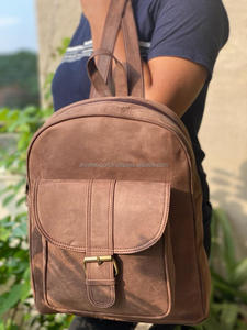 Mochila Vintage marrón personalizada, bolsa con cordón de cuero crujido, venta al por mayor - Product Image 2