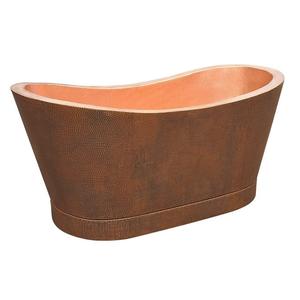 Bañera Ovalada de Cobre Antiguo Martillado, Moderna, Lujosa y Elegante, Independiente, Hecha a Mano, Ecológica, Duradera, Portátil y Segura - Product Image 4