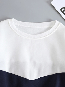 Sweat-shirt en molleton uni pour femme, col montant, manches longues, tricoté, décontracté, broderie personnalisée, streetwear, blanc, bleu marine - Product Image 5