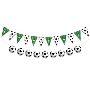 Soccer Party Bunting Banner Football Themed Party Decoration Kit Soccer Ball Garland Triangle Flag Banner - Product Image 1