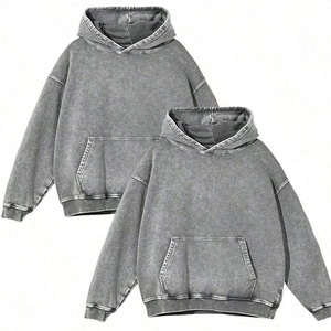 เสื้อฮู้ดโอเวอร์ไซส์ผู้ชาย สีเบจล้วน ผ้าฝ้ายฟลีซ สวมใส่สบายๆ สำหรับฤดูใบไม้ร่วง ทรงปกติ แบบถัก - Product Image 6
