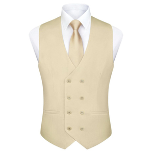 Mens Formal Vneck Waistcoat Single Breasted Solid Color Polyester <b>Vest</b> with Anti-Wrinkle Button Detail for Suits Autumn Wear - Product Image 5