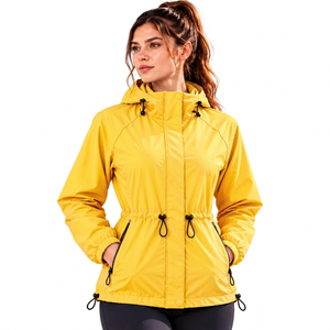 Veste de sport d'extérieur pour femme à fermeture éclair intégrale, coupe ample, imperméable, à capuche, coupe-vent, pour fitness et course à pied, séchage rapide - Product Image 1