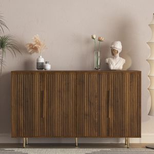 Aparador Moderno de Madera con Estantes Ajustables, Gran Buffet y Consola Decorativa con Diseño Acanalado - Product Image 1