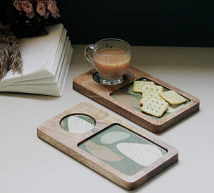 Bandeja de Servir de Madera Ecológica Hecha a Mano, Personalizada con Impresión, Apta para Lavavajillas y Microondas, para Uso en Restaurantes - Product Image 4