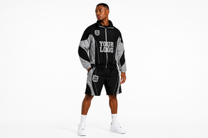 Custom Logo Men's Windbreaker Tracksuit Set Full <b>Zip</b> Jacket and Shorts Sportswear Two Piece Nylon Tracksuit For Men Outfit - Product Image 3