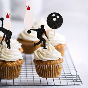 24 Adornos Brillantes para Cupcakes de Boliche, Decoración para Fiestas de Cumpleaños con Temática Deportiva - Product Image 2