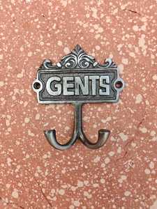 Heavy Duty Rustic Metal Gents Sign <b>Wall</b> Mounted Double Hook Vintage Industrial Style Coat <b>Hanger</b> for Mudroom Office Hotel - Product Image 3