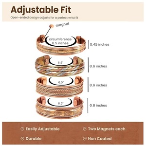 Assorted Solid Copper Magnetic <b>Bangle</b> Cuff Set Vintage <b>Engraved</b> & Twisted Magnetic Therapy Bracelets Bulk Wholesale - Product Image 1