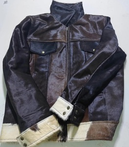 Chaqueta de Cuero con Pelo, Estilo Vaquero Elegante, Piel Auténtica, Personalizada, de Lona, con Cuello Alto y Logotipo Frontal, para Hombre - Product Image 6