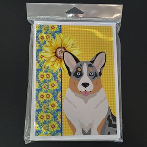 ชุดการ์ดอวยพร Merle Cardigan Corgi ลายดอกทานตะวันสำหรับฤดูร้อนการ์ด A7แปลกๆ8ใบขนาด5x7การ์ดเปล่าพร้อมซอง - Product Image 3