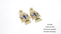 Boucles d'oreilles pendantes en or plaqué Kundan 11405, boucles d'oreilles charmantes, bijoux pour femmes, pour mariage ou fête.