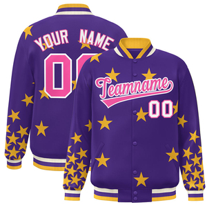 Men's Blue Preppy Style Embroidered Bomber Jacket Personalized Letterman Jacket with Name and Number Fall Clothing - Product Image 6