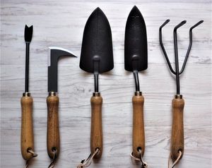 Ensemble d'outils de jardinage de luxe avec finition dorée et manche en bois pour une utilisation haut de gamme à la maison - Product Image 2
