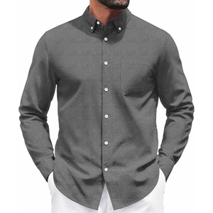 Chemise à manches longues boutonnée pour homme – Chemise Oxford décontractée non cintrée pour le quotidien et le bureau - Product Image 1