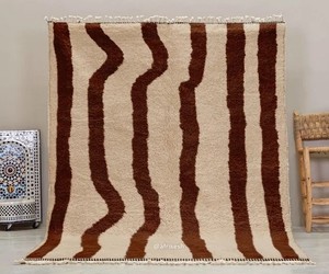 100% Wool Handmade Berber <b>Moroccan</b> Rugs | Hand Knotted Beni Ourain Wool Area Rugs | Boho Shaggy Tribal Carpet - Product Image 1