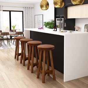 Wholesale Industrial Rustic Swivel Bar <b>Stools</b> Solid Wood and Metal Counter <b>Height</b> Chair with Upholstered Seat - Product Image 4