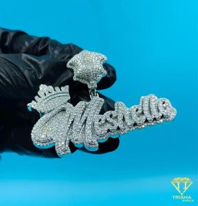 <b>Custom</b> Crown Logo <b>Name</b> Pendant Iced Out <b>Necklace</b> 925 Silver Moissanite GIA Gold Plated Hip Hop Jewelry Gift - Product Image 4
