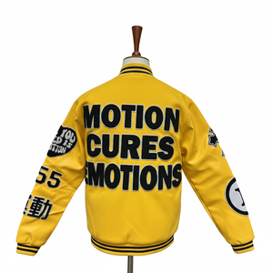 Dopest quality custom embossed embriodry logo varisty <b>jacket</b> for men with <b>leather</b> sleeves in multi colors - Product Image 2