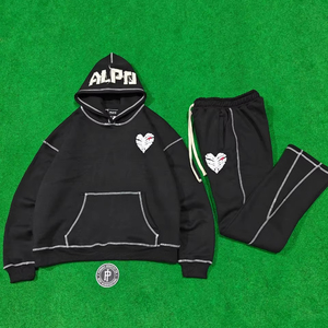 Conjunto de Sudadera con Capucha y Pantalones Deportivos Holgados de Invierno con Estampado Puff Print para Hombre, Sudadera con Capucha Extra Grande Personalizada, Conjuntos Deportivos para Hombre - Product Image 1