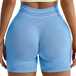 Women High Waist Supportive Solid Elastic Waist Breathable Four-Way Stretch <b>Seamless</b> <b>Leggings</b> Scrunch Booty Hip Lifting Yoga - Product Image 4