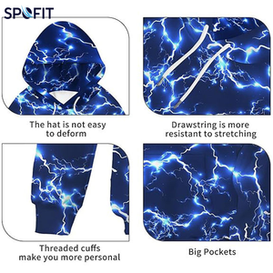 เสื้อฮู้ดพิมพ์ลายดิจิตอล 3 มิติ ลายสายฟ้า สำหรับฤดูใบไม้ร่วง ผ้าฝ้าย 100% เนื้อหนา ระบายอากาศได้ดี แบบ unisex - Product Image 6