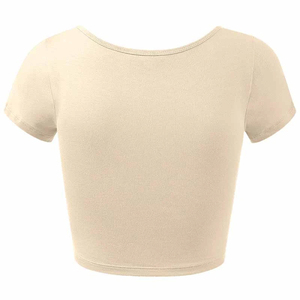 Summer Women <b>Crop</b> <b>Top</b> Casual Regular Fit Tee High Quality Eco-Friendly Knitted Breathable Stylish Daily Wear - Product Image 2