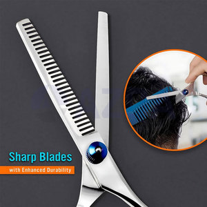 Professional Stainless Steel 28 Teeth Hair Thinning Scissors with Adjustable Screw and Rubber Finger <b>Rings</b> - Product Image 3