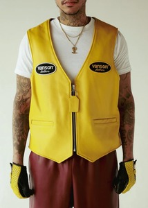UNISEX VANSON LEATHER VEST-Windproof Eco-Friendly & <b>Heated</b> Streetwear Style Solid Color Yellow - Product Image 1