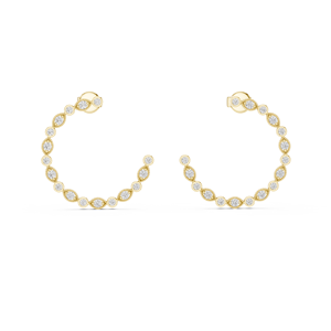 Pendientes de Aro de Diamantes Cultivados en Laboratorio, Redondos, de Lujo, en Oro Amarillo de 18K, Edición Limitada Especial, Disponibles en 10K, 14K y 18K - Product Image 1