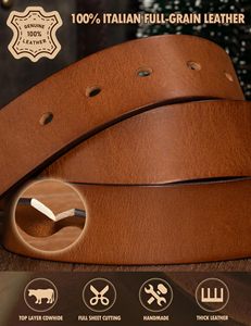Cinturón de Cuero Genuino para Hombre, Cinturón Casual de Vestir con Hebilla Clásica de Aleación, Cinturones de Cuero Genuino Cómodos para Hombre - Product Image 4