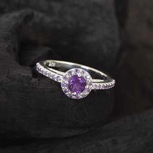 Anillo de Compromiso de Plata de Ley 925 con Amatista Púrpura Natural, Joyería Fina Única - Product Image 2