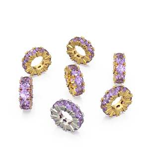 จี้รูปวงกลมอะเมทิสต์ทองคำอิตาลี 14k, จี้รูปวงกลมอะเมทิสต์สีม่วง, ที่ใส่จี้รูปวงกลม, จี้รูปวงกลมประดับเพชรตลอดวง, กุมภาพันธ์ - Product Image 3