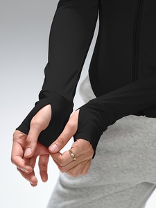 Veste de yoga pour femme de qualité supérieure, en spandex/nylon, sans couture, respirante, avec logo sur le devant, coupe ajustée, manches longues - Product Image 4