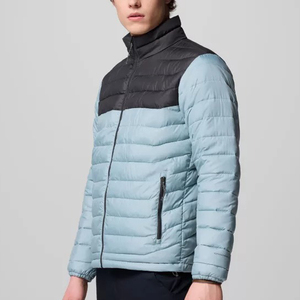 100% Nylon Puffer <b>Jacket</b> with Stand Collar Patchwork Design <b>Waterproof</b> & Windproof - Product Image 2