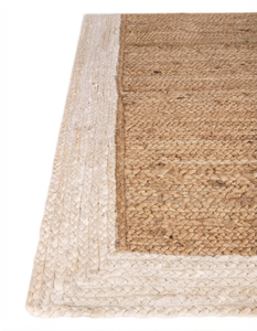 Alfombra de Yute Natural con Borde Blanco, Hecha a Mano, para Entrada o Cocina - Product Image 4