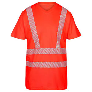 เสื้อยืดสีส้มสะท้อนแสงสำหรับผู้ชาย แห้งเร็ว ผลิตจากโพลีเอสเตอร์ ชุดทำงานแบบมองเห็นได้ชัดเจน พิมพ์ลายดิจิทัล รับผลิตแบบ ODM - Product Image 5