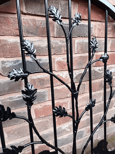 Wrought Iron Finished Exterior <b>Door</b> with Dog Silhouette Design <b>Rustic</b> Metal Entry Gate Decoration - Product Image 6